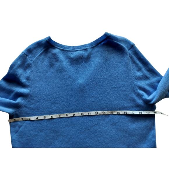 Tahari Women's Blue 100% 2-PLY Cashmere V-Neck Long Sleeve Sweater Size XL - Picture 9 of 11